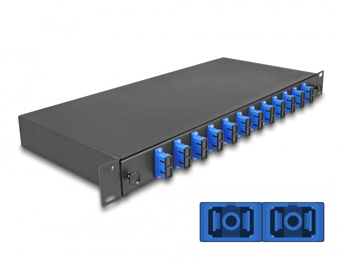 Delock 19? LWL Spleißbox 12 x SC Duplex OS2 1HE spleißfertig komplett bestückt Delock 19? LWL Spleißbox 12 x SC Duplex OS2 1HE spleißfertig komplett bestückt